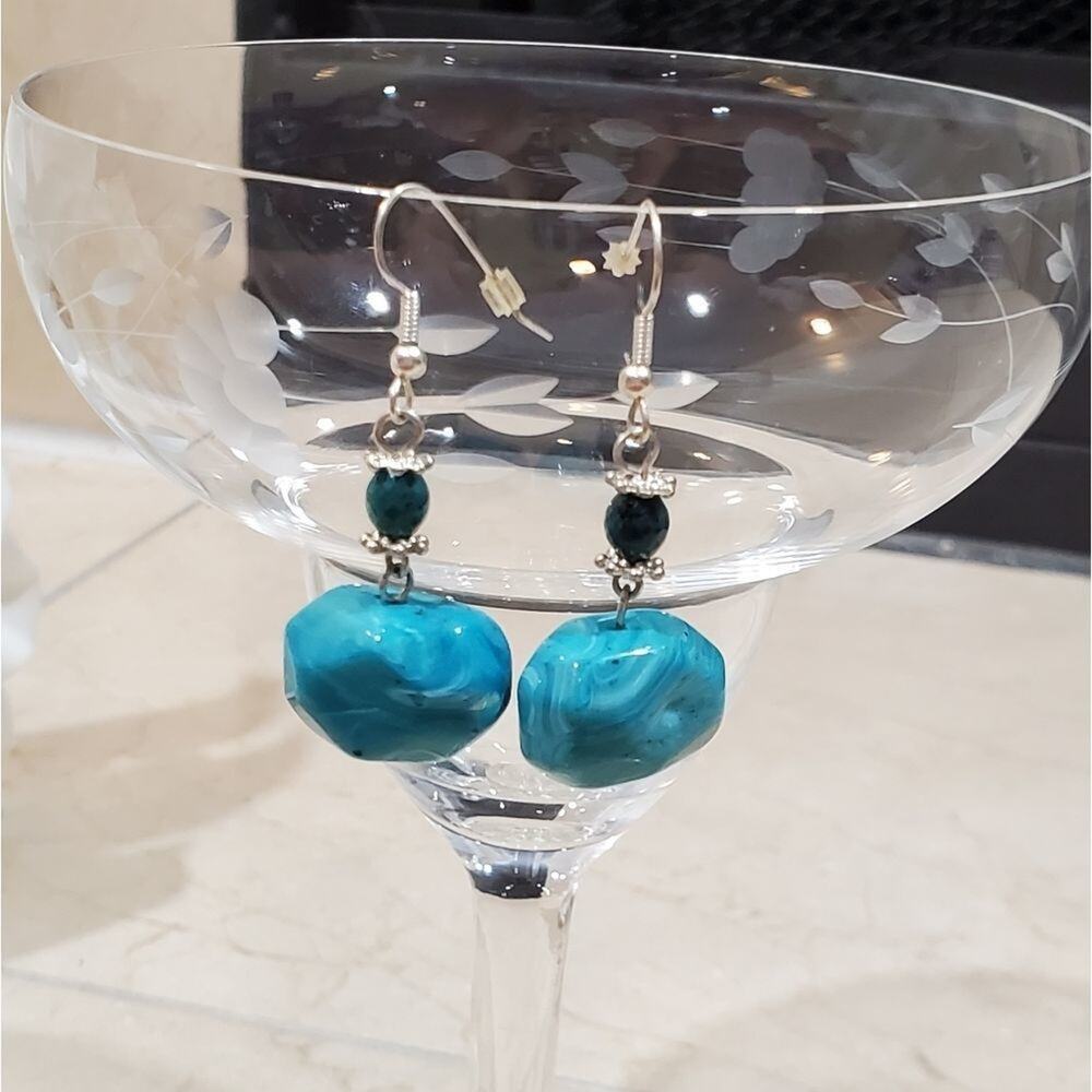Chico's turquoise beaded‎ dangle earrings